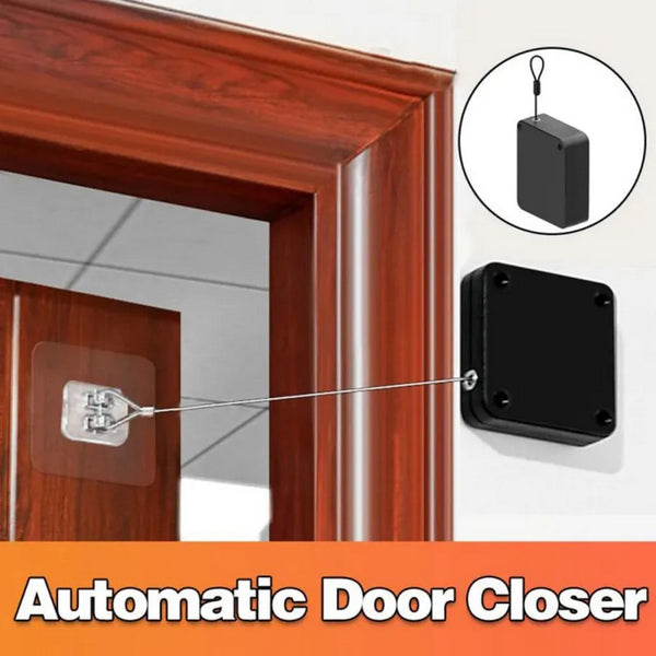 Portable Automatic Stainless Steel Door Closer Multifunctional Punch-Free Sensor Door Closer with Drawstring