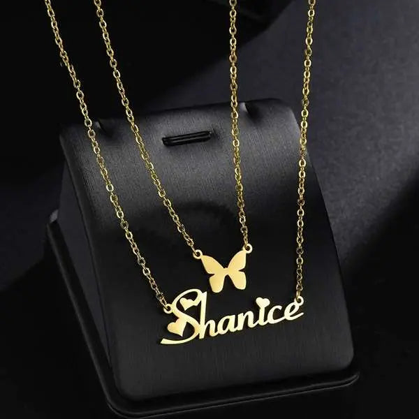 Butterfly Charm Name Necklace - Duad (ض)